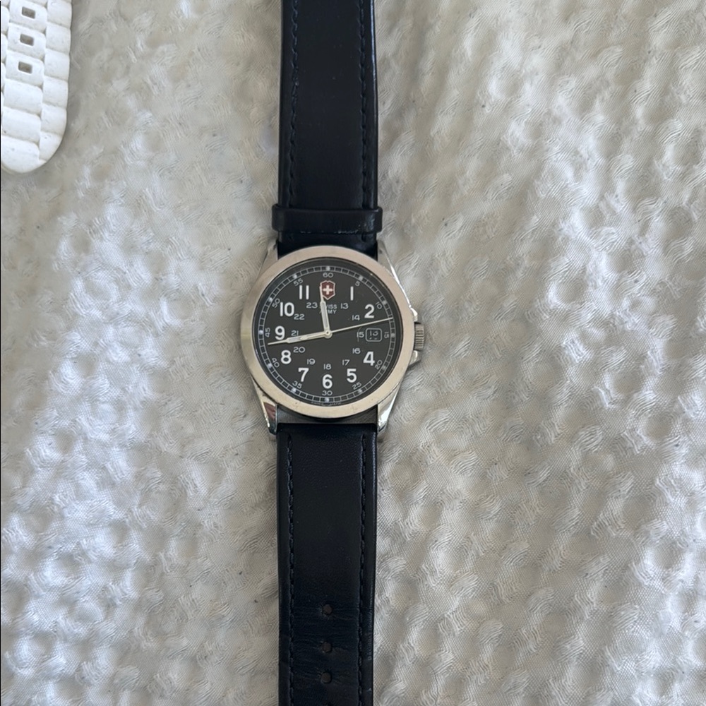 Victorinox Black Leather Strap Watch
